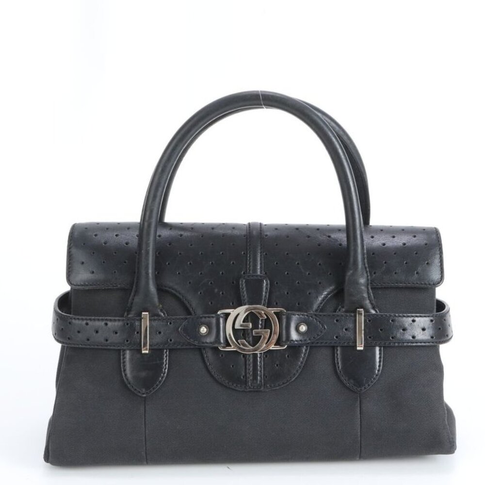 Gucci Interlocking Perforated Leather Handbag Tot… - image 1